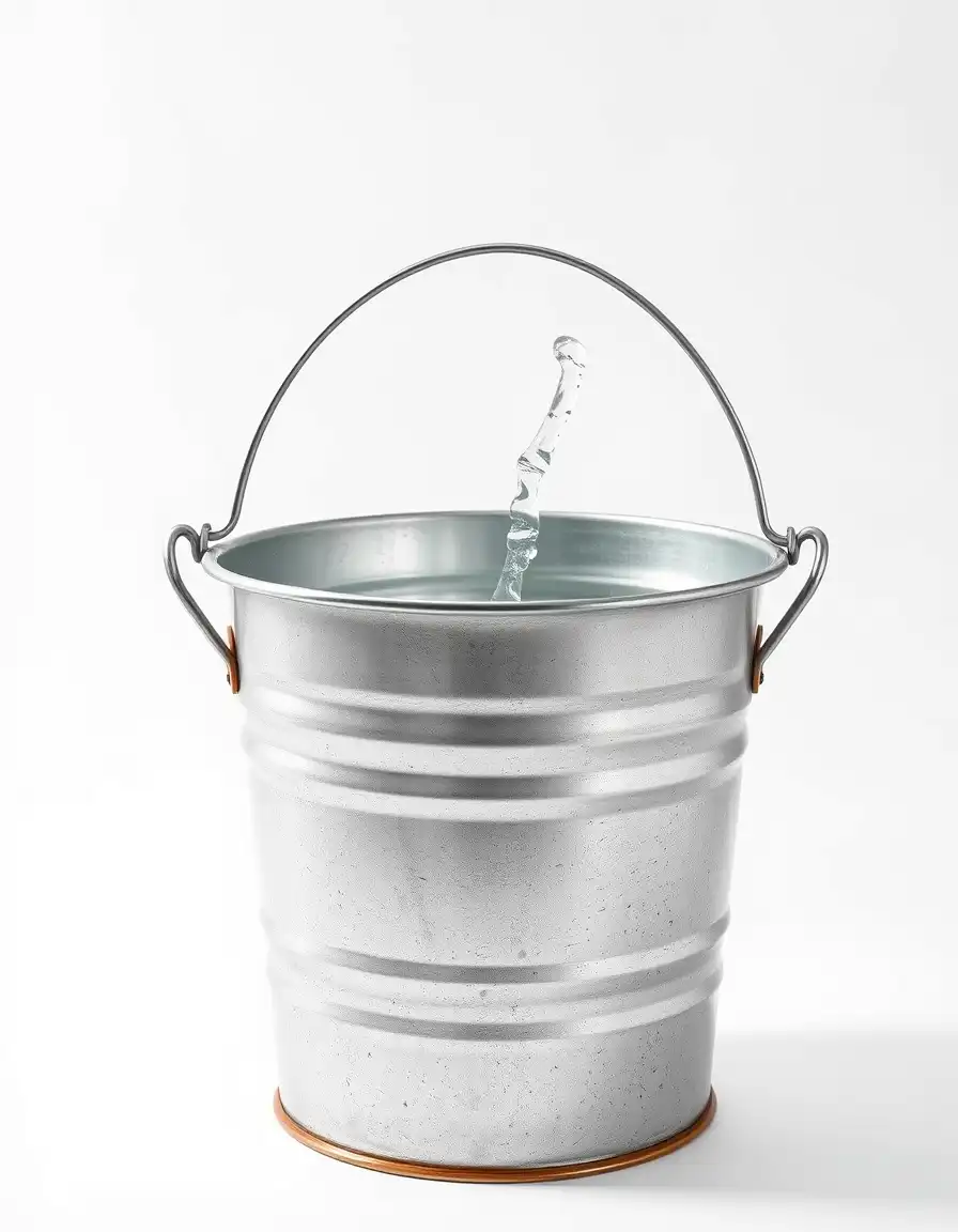 Metal fire bucket used for fire safety, designed for quick access in emergency fire protection situations.
