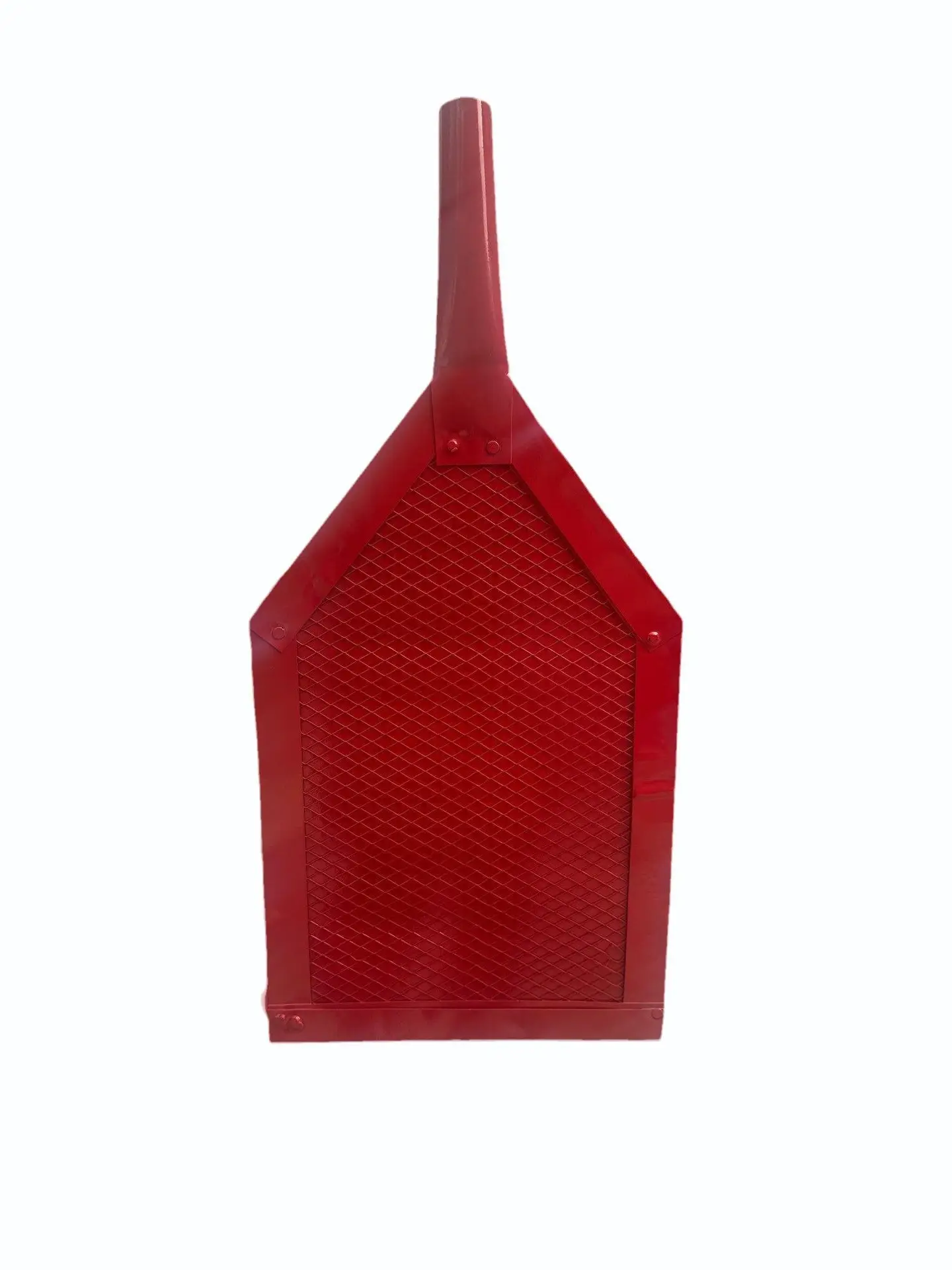 Red metal fire beater manufactured for outdoor fire safety, designed for controlling grass and bush fires in industrial and open-area environments.
